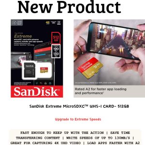 SanDisk Extreme 512GB microSD card 190MB/s 4K UHD A2