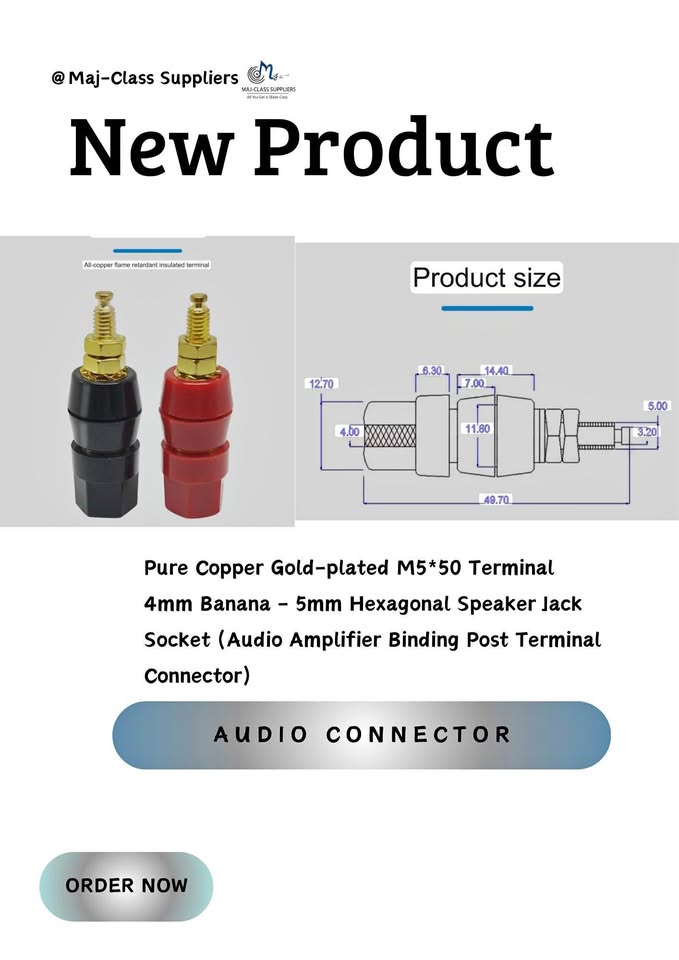 Banana plug speaker terminal connector gold-plated audio connector for speakers and amplifiers in Lusaka Zambia