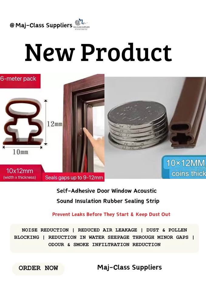Self-adhesive rubber sealing strip for door and window sound insulation and draft protection