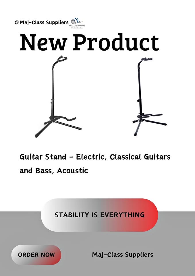 Universal guitar stand for electric, acoustic, classical, and bass guitars