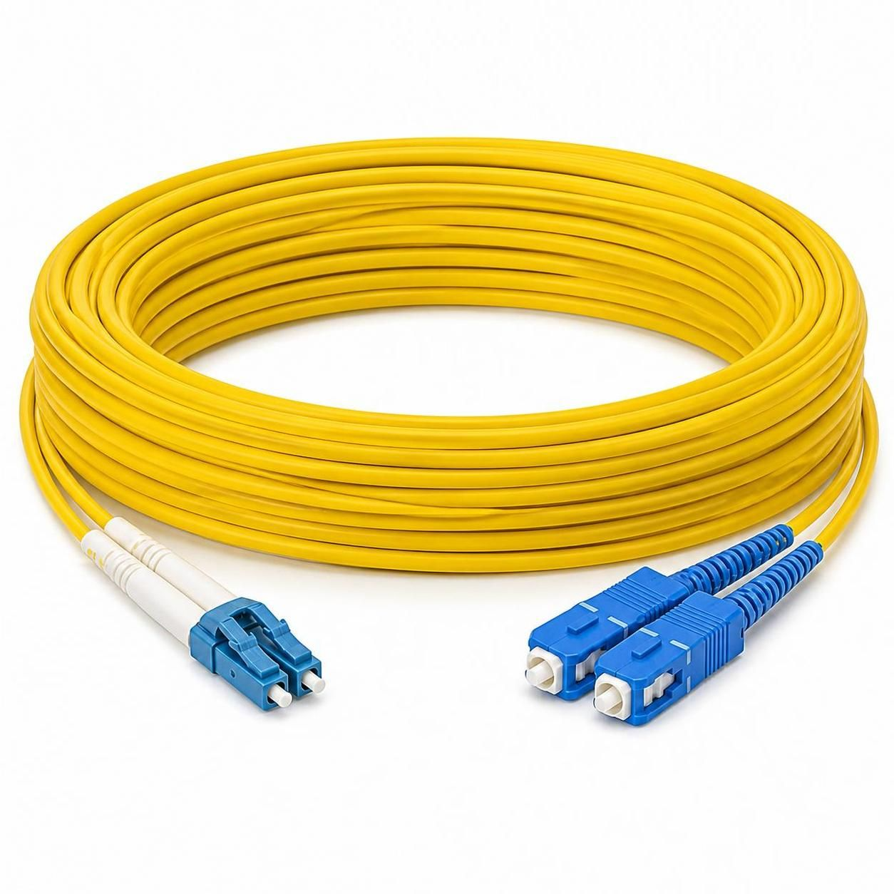 30m dual-core LC to SC duplex yellow fiber optic patch cable